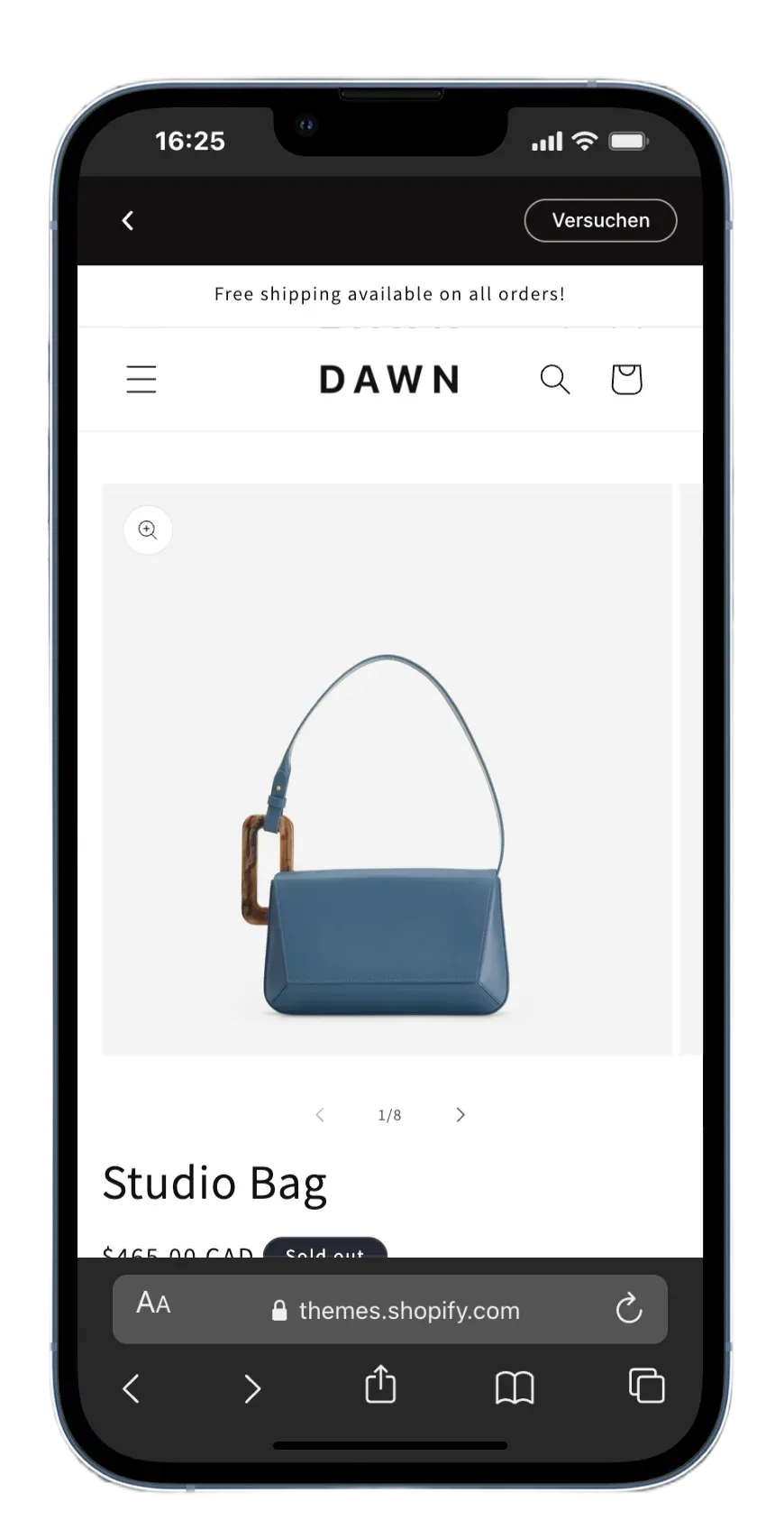 Dawn Theme Mobile Produktseite