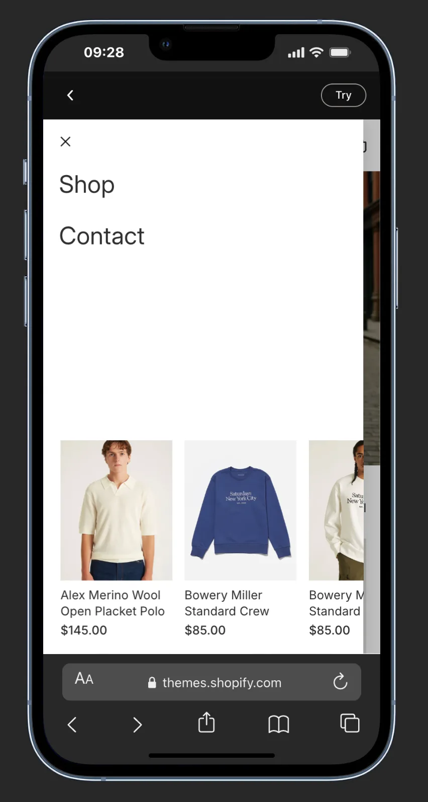 Horizon Theme Mobile Menu